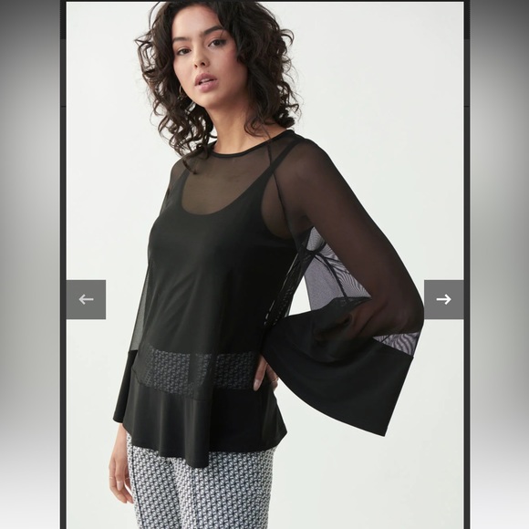 Joseph Ribkoff Luxe Sheer Bell Sleeve Blouse - Picture 4 of 11